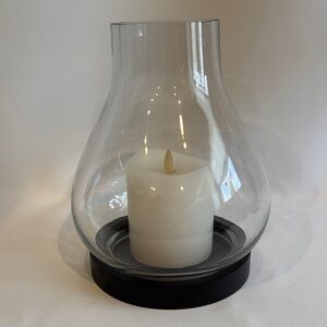 Glass hurricane candle holder with Black Base